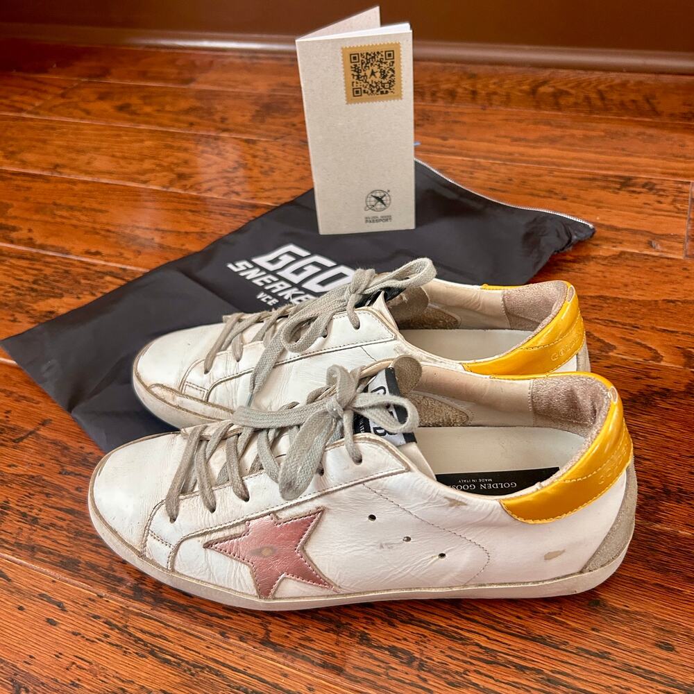 Golden Goose Superstar Sneakers w/Pink Metallic Star and Gold Heel Tab Sz 39 - Picture 2 of 15